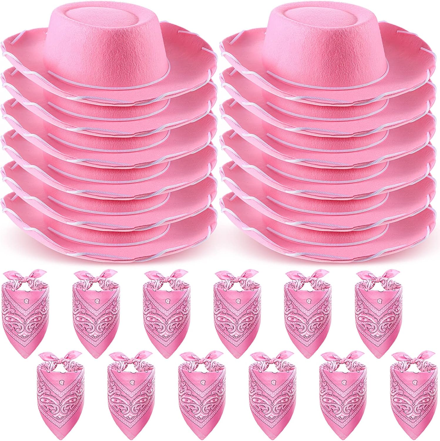 24 Pieces Cowboy Hats and Bandanas for Kids Western Costume