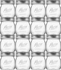 8 oz Mason Jars 16 Pack with Airtight Lids - Compact Glass Canisters