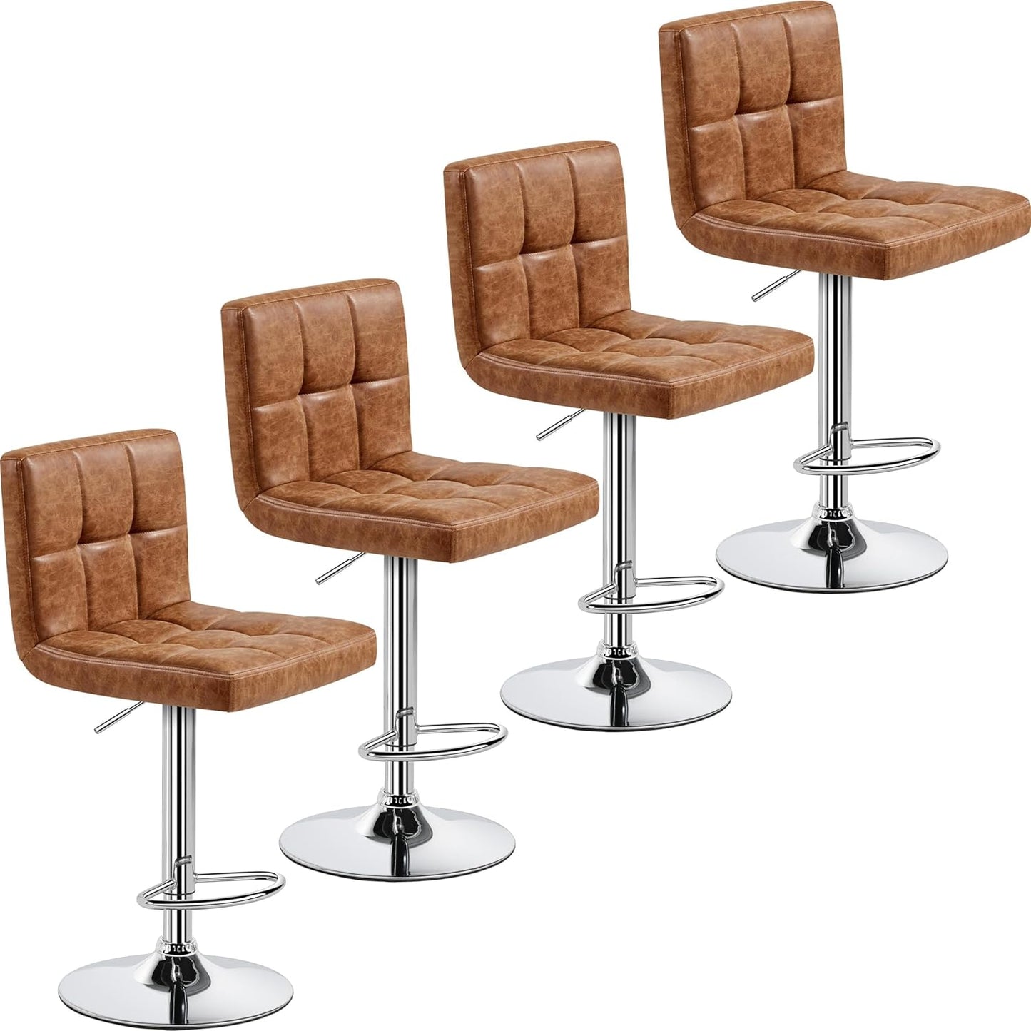 Yaheetech Bar Stools Set of 4 with Adjustable Height and Comfort
