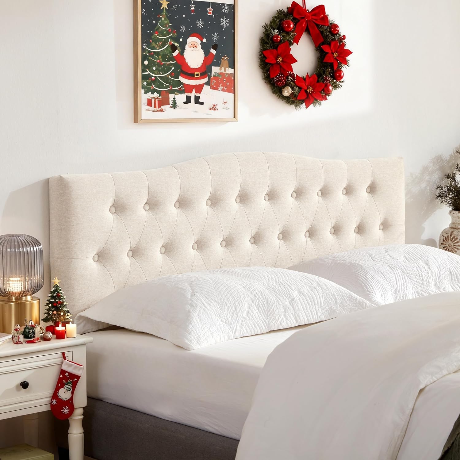 Tufted Upholstered Twin Headboard with Adjustable Height Design