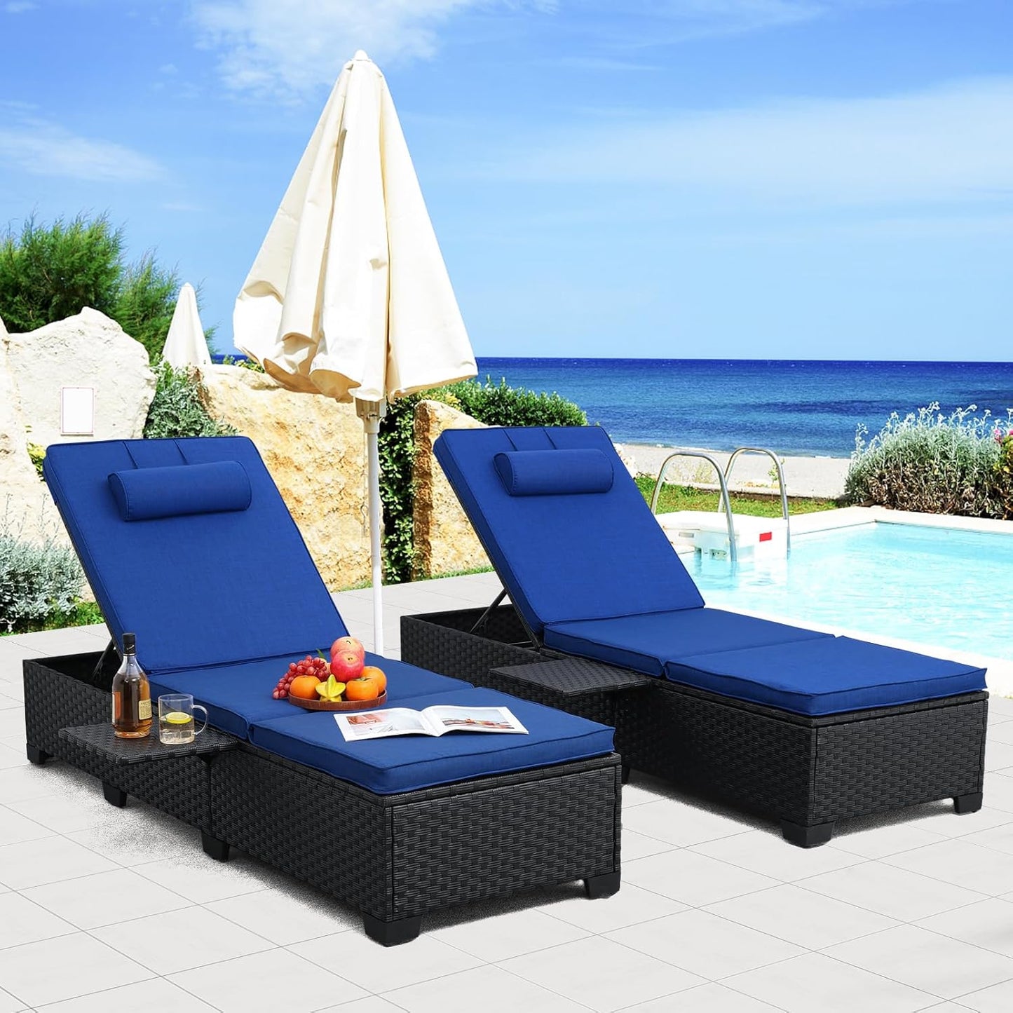 Outdoor Chaise Lounge Chairs Set of 2 for Patio Relaxation