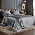 BEDELITE California King Satin Sheets Set - Soft Dark Grey Luxury