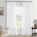 White Linen Curtains 120in Long Pinch Pleated Panels - Deep Pleats