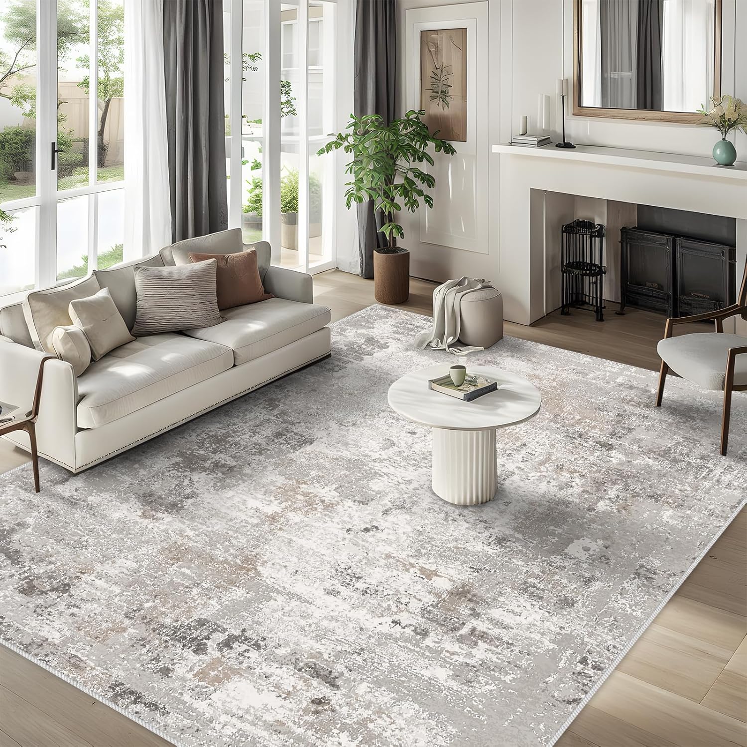10x14 Area Rug for Living Room - Soft Low Pile Non-Slip Carpet