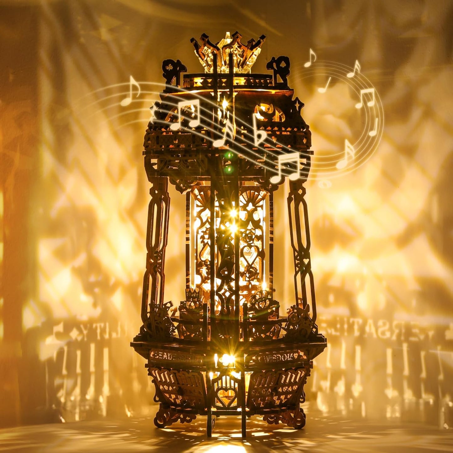 LED 3D Wood Puzzle Poker World Projector Lamp for Unique Decor