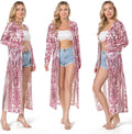 Women's Sequin Cardigan Pink Rose Duster - Evening Cover Up