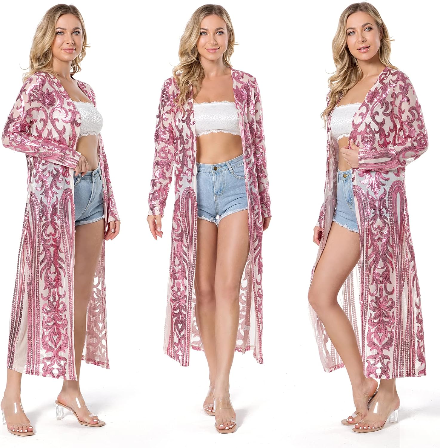 Women's Sequin Cardigan Summer Cover Up Dress for Evening Events