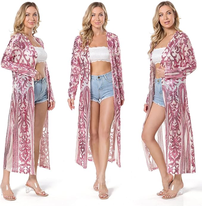 Women's Sequin Cardigan Summer Cover Up Dress for Evening Wear