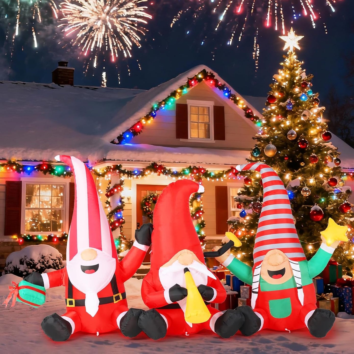 7.55FT Long Gnome Christmas Inflatables for Outdoor Decor