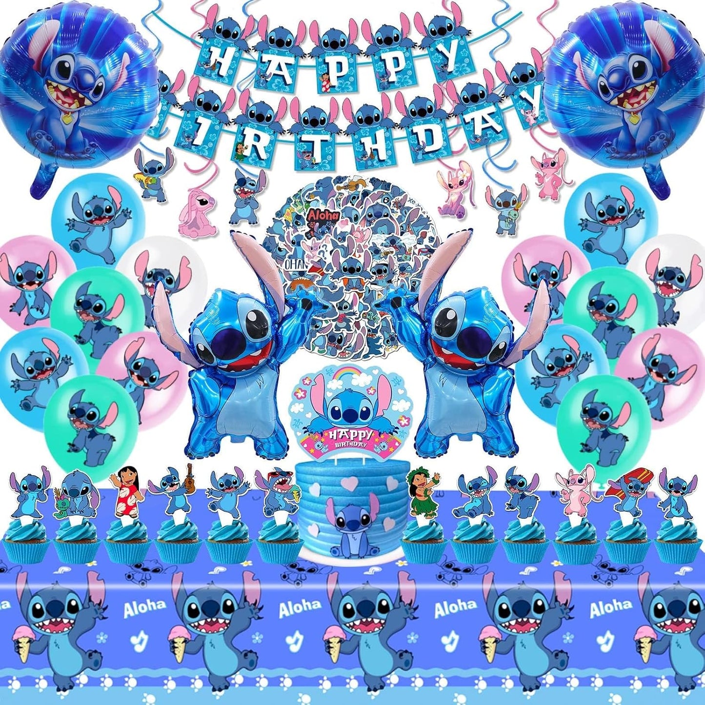Stitch Party Supplies Set for Boys Girls Birthday Celebrations