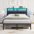 Seventable Bed Frame Queen Size with Charging Station - LED