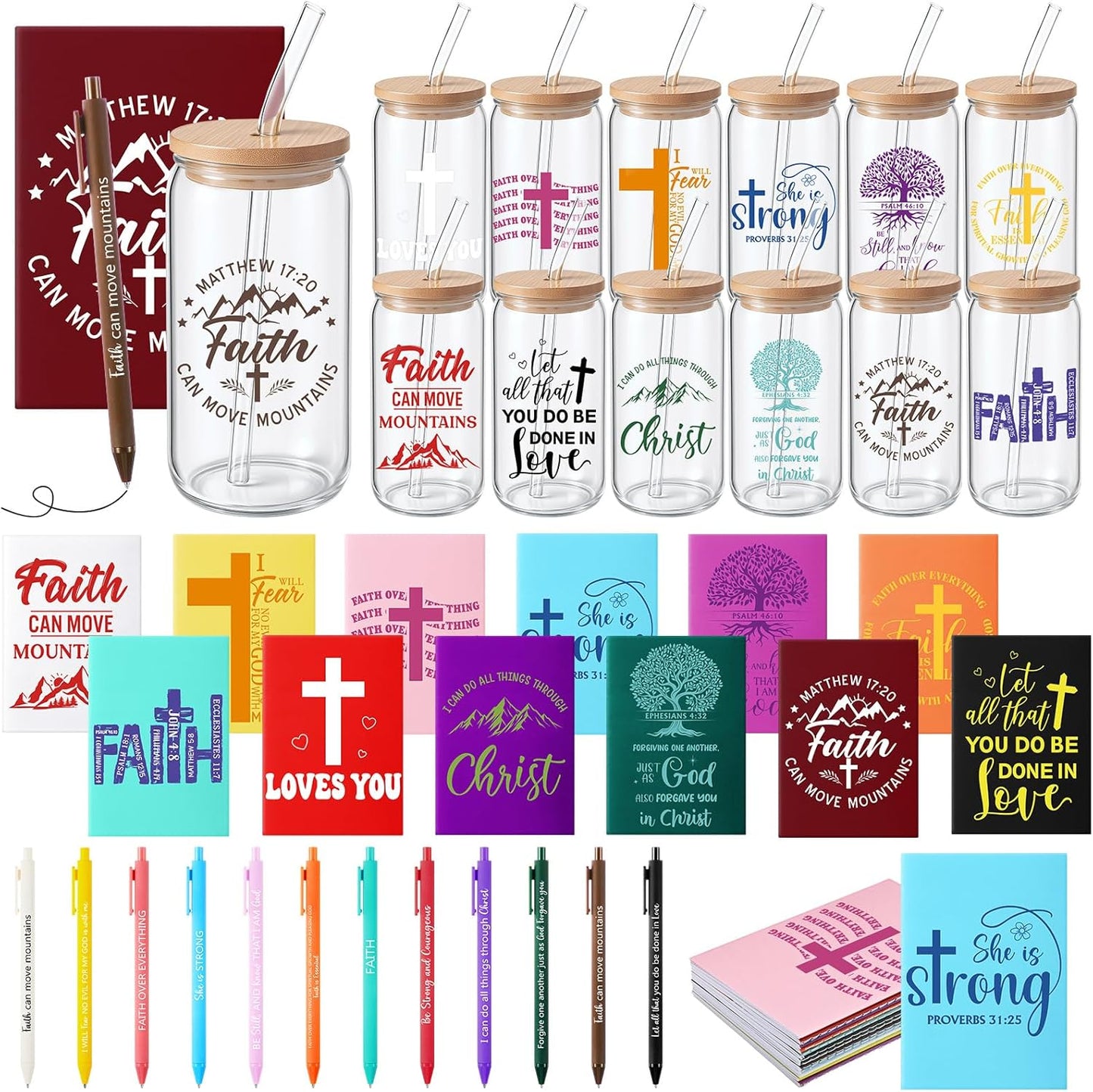 Inspirational Bible Verse Glass Cups and Gifts Set for Employees
