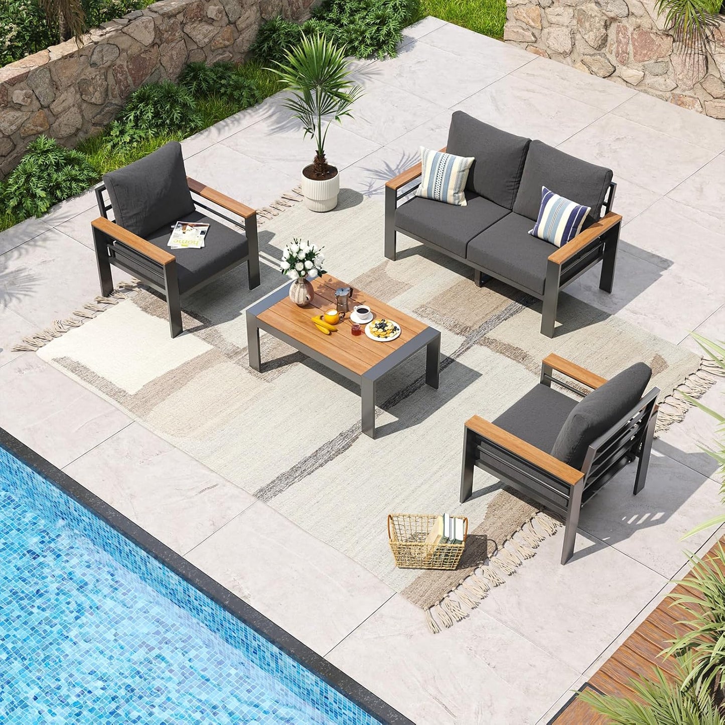 Aoxun Aluminum Patio Furniture Set for Comfortable Outdoor Living