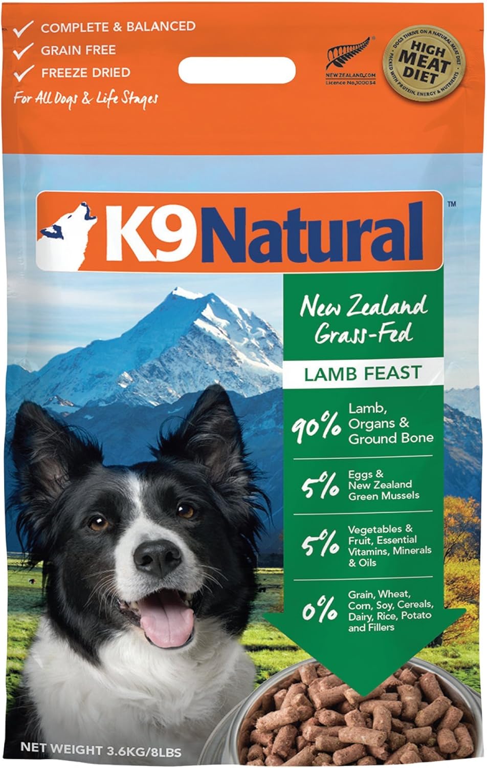 K9 Natural Grain Free Freeze Dried Dog Food - Premium Lamb 8lb