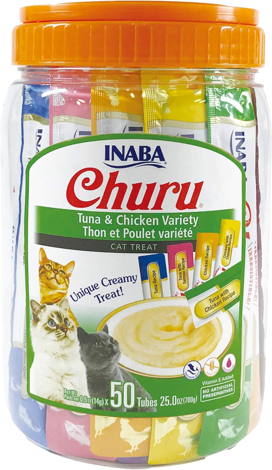 Churu Cat Treats - Grain-Free Lickable Puree with Tuna & Chicken
