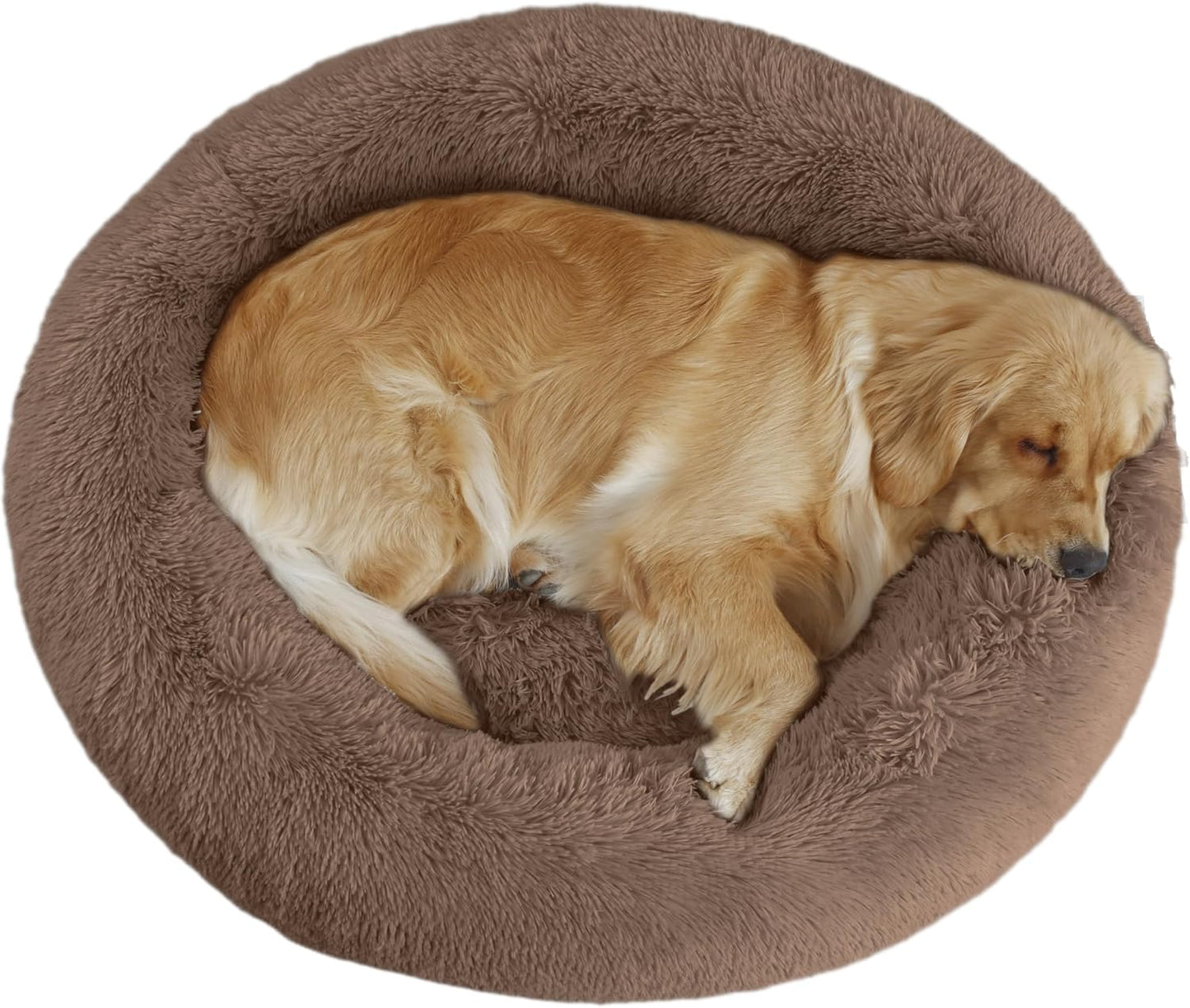 Calming Dog Bed for Medium Large Dogs - Plush Round Pet Bed