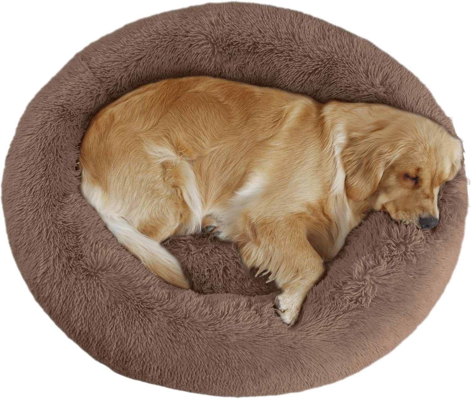 Calming Dog Bed for Medium Large Dogs - Plush Round Pet Bed