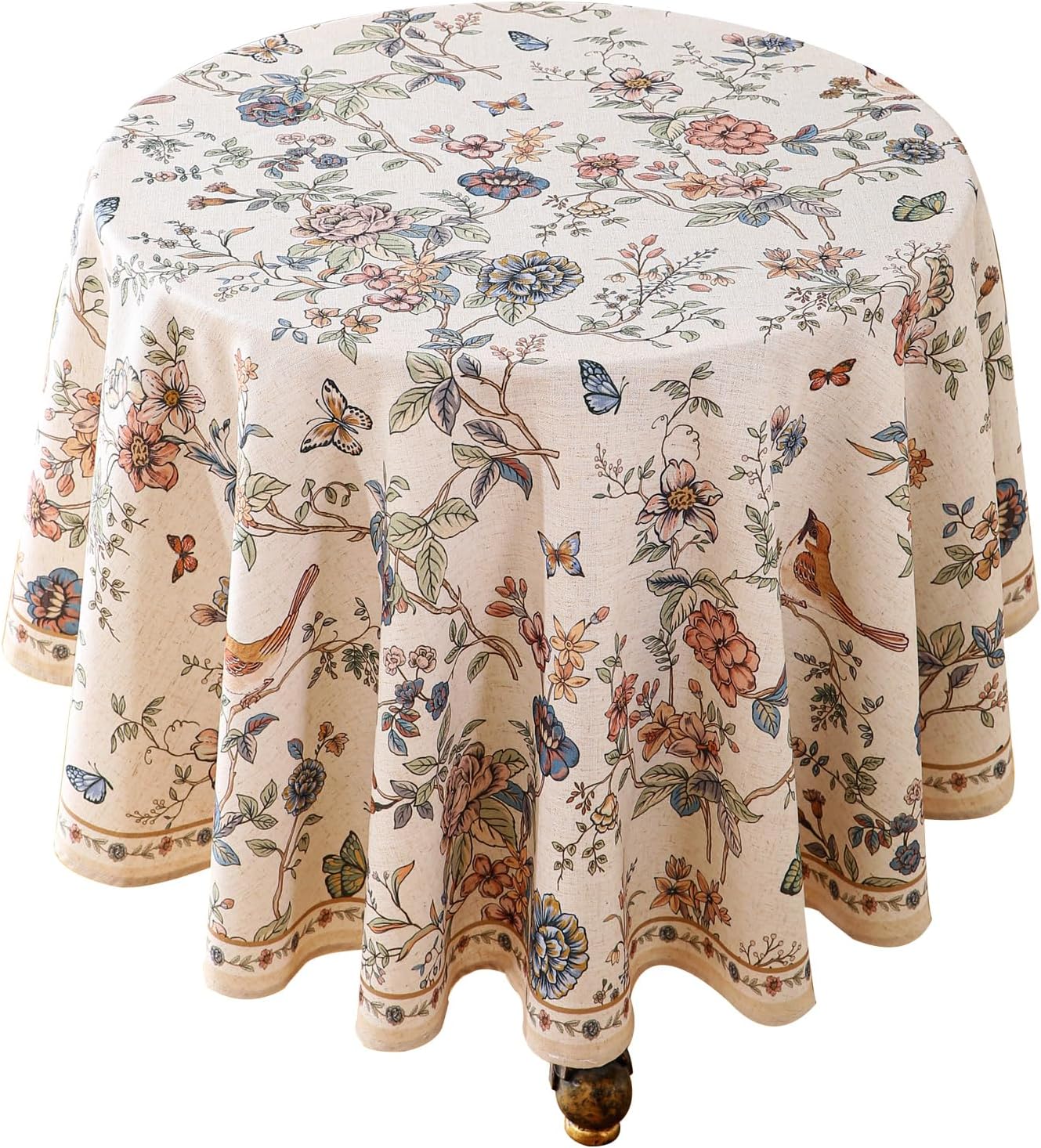 Designer French Light Beige Small Round Tablecloth for Dining