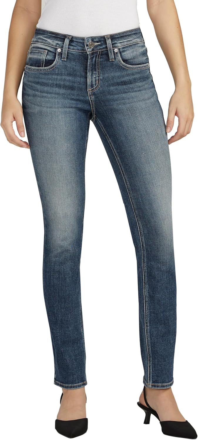 Suki Mid Rise Curvy Fit Straight Leg Jeans for Women