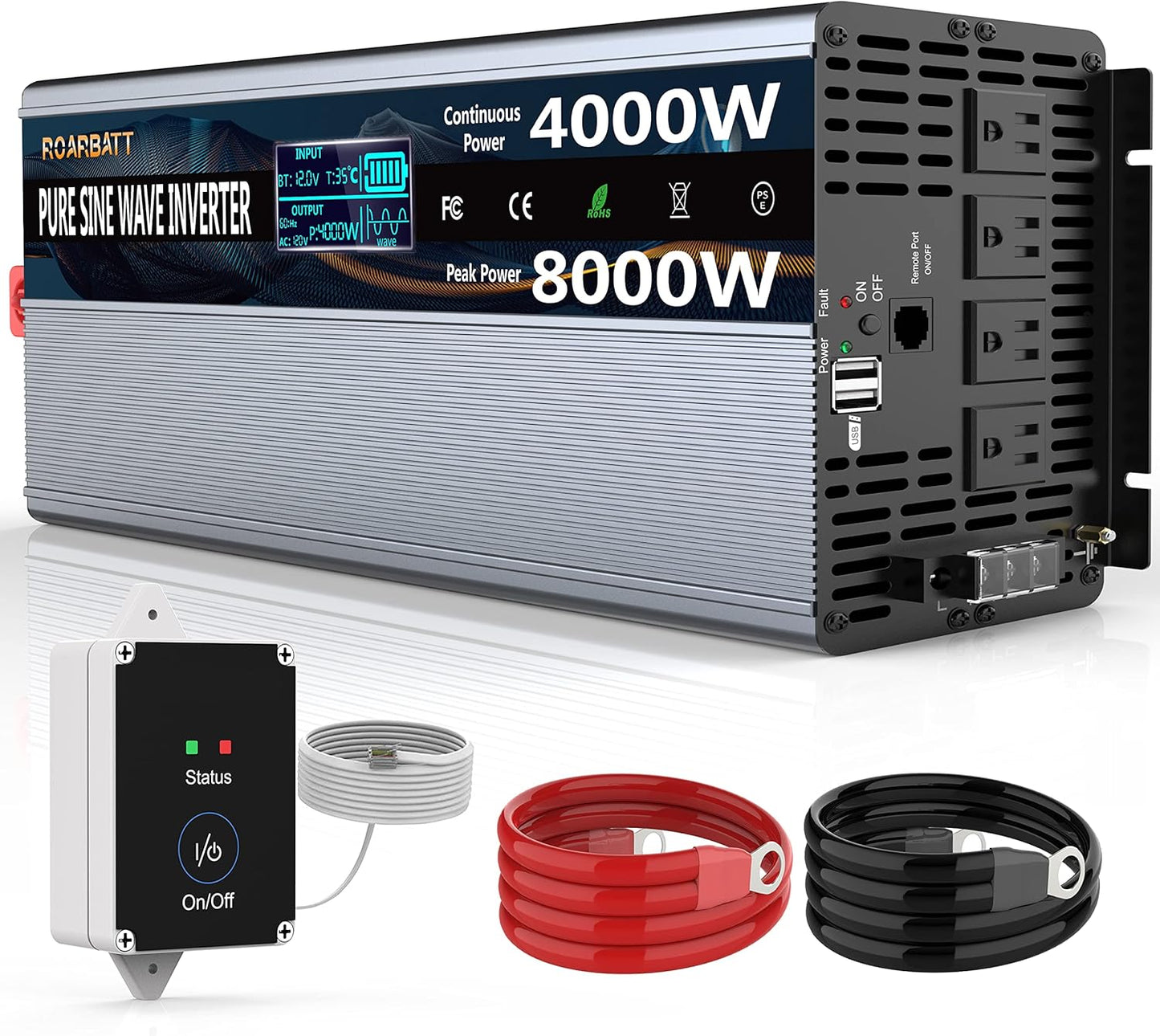 ROARBATT 4000W Pure Sine Inverter - Power Anywhere!