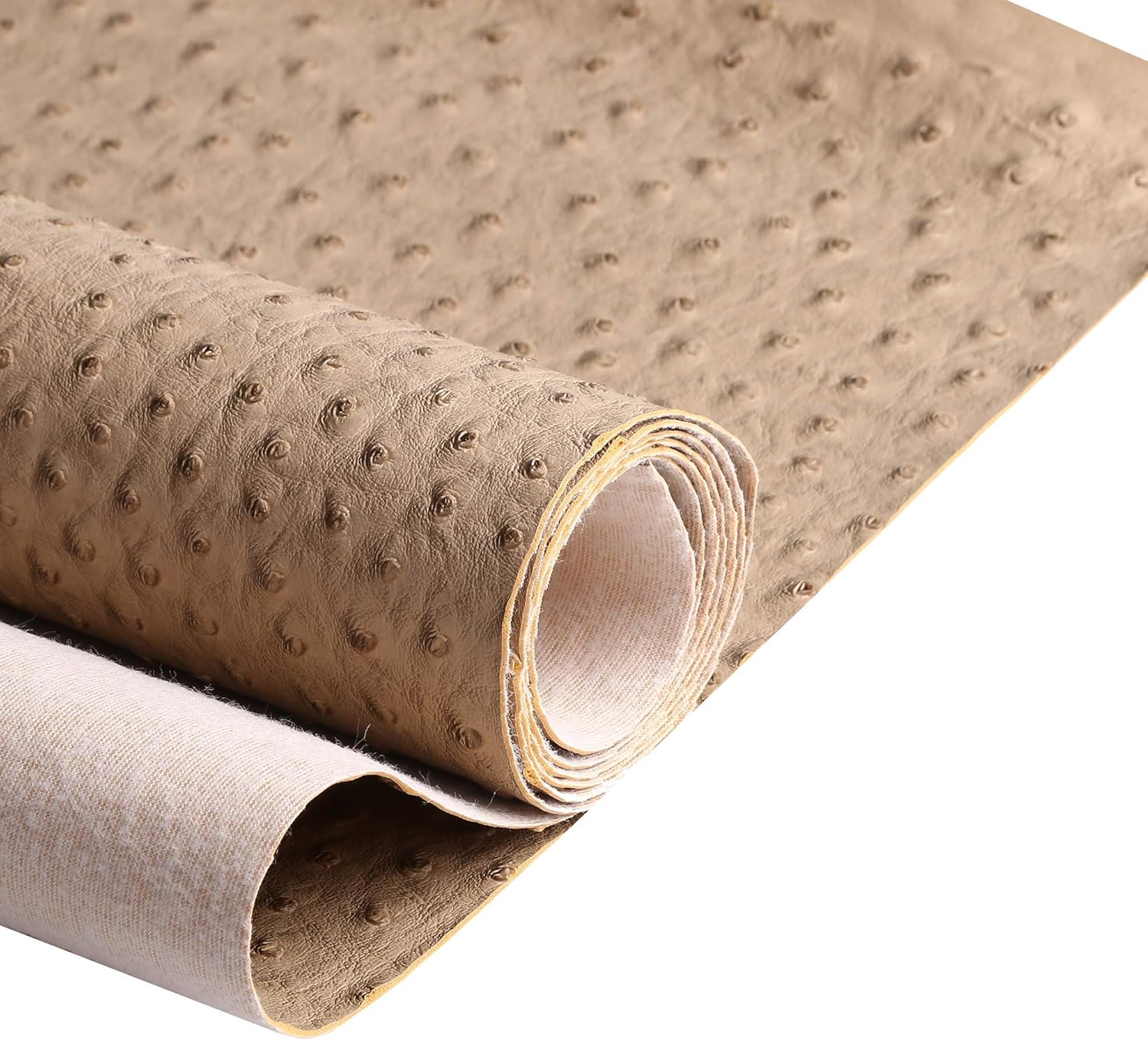 Nude Faux Leather Ostrich Fabric for DIY and Upholstery Projects