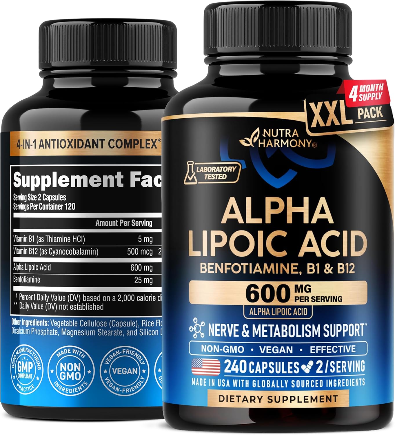 Alpha Lipoic Acid 600mg Supplement for Energy and Nerve Health