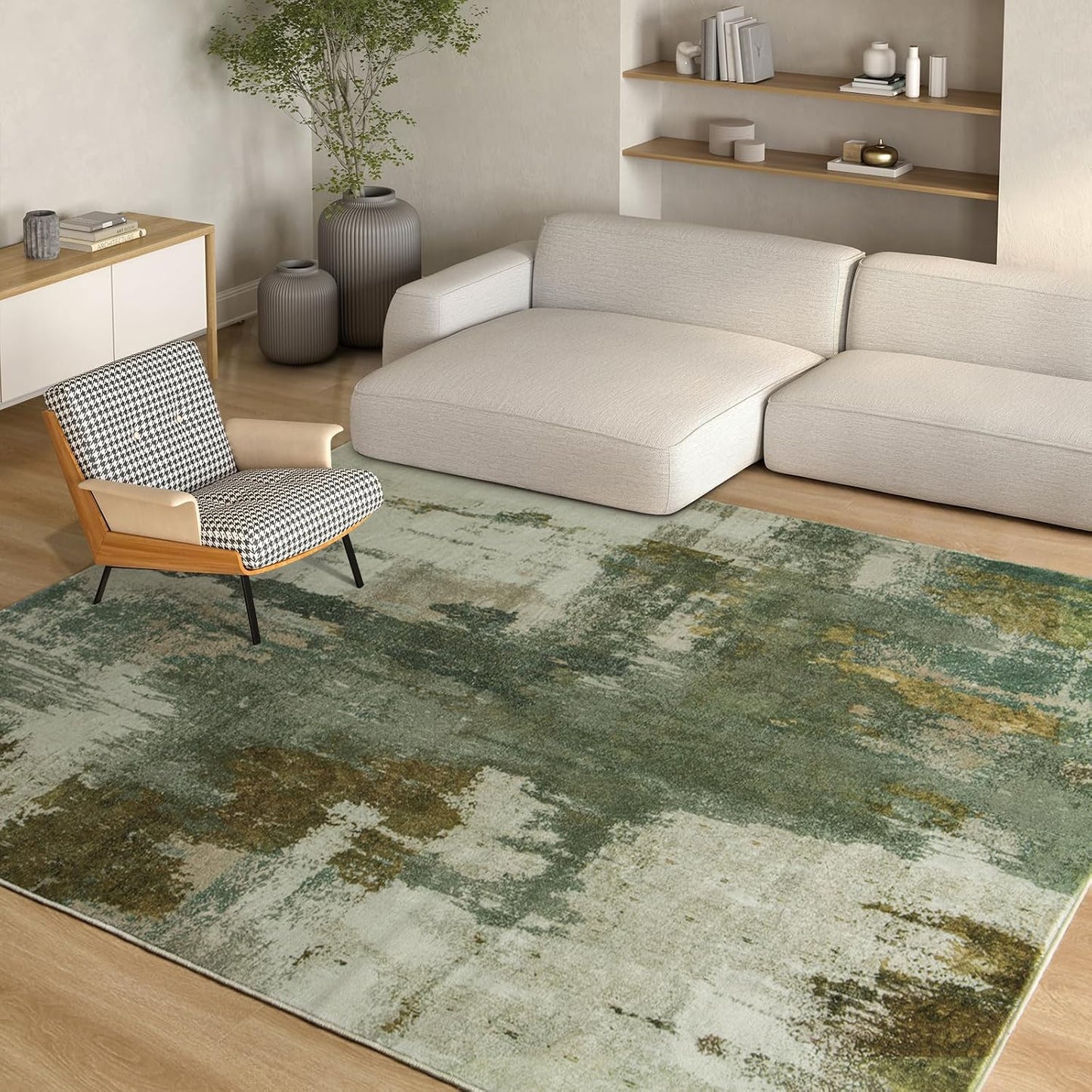 Kelarea 5x7 Modern Abstract Washable Rug for Living Room