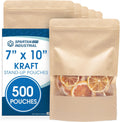 Stand-Up Pouch Bags 7 x 10 in Pack of 500 - Clear Window Kraft