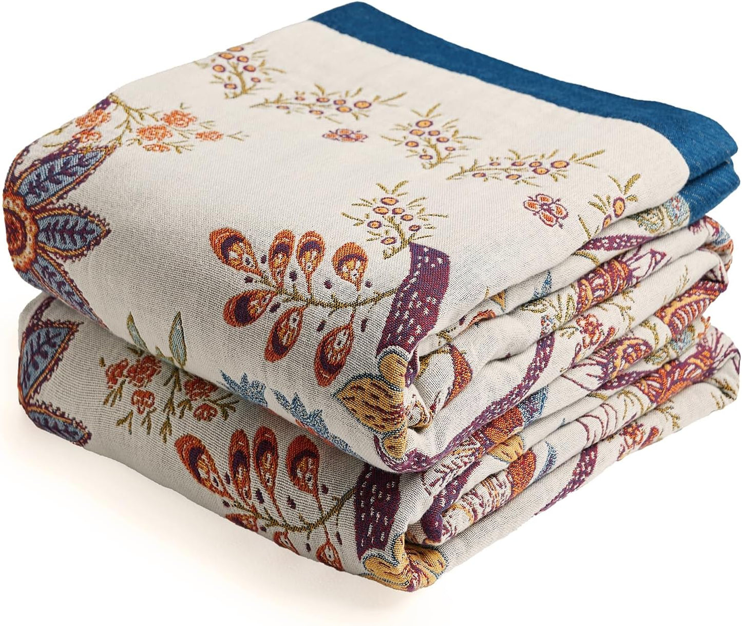 Boho Throw Blanket - 100% Organic Cotton Ultra Soft Quilt