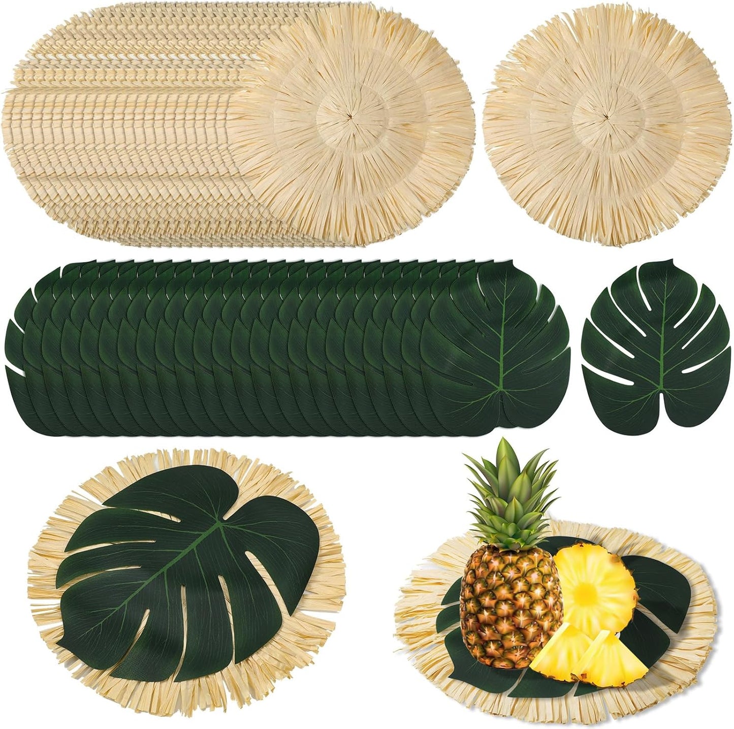 48pcs Luau Placemats for Tropical Parties and Summer Gatherings