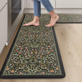 Boho Floral Black Anti Fatigue Kitchen Mats Set of 2 - Cushioned