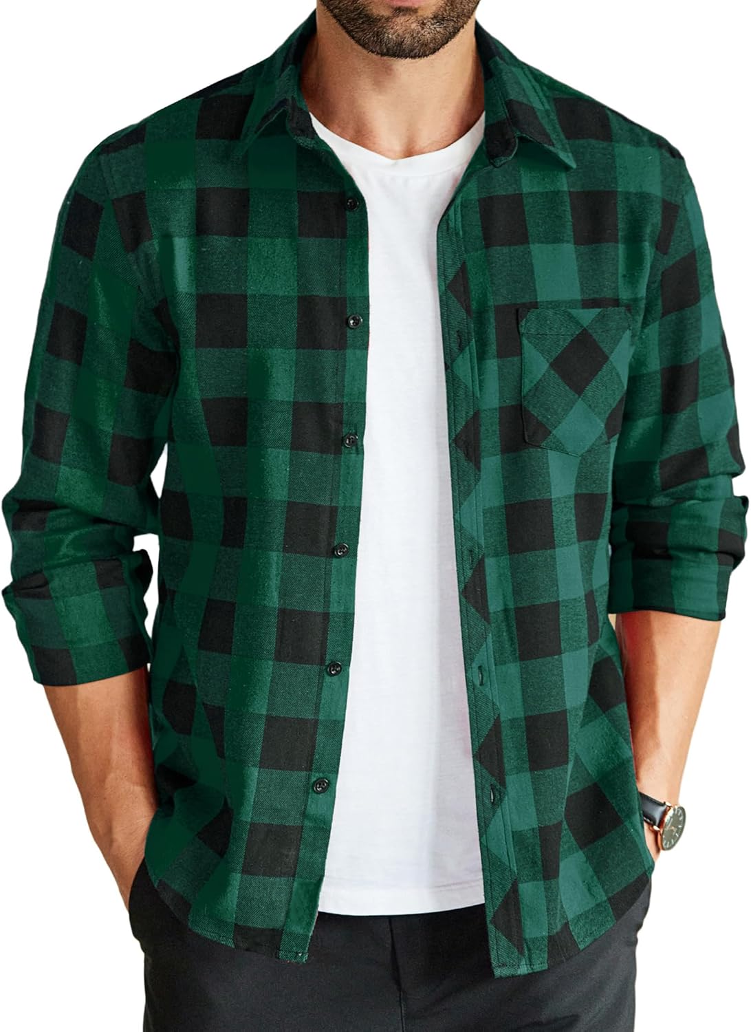 Men's Flannel Plaid Shirt for Casual Fall Style and Comfort