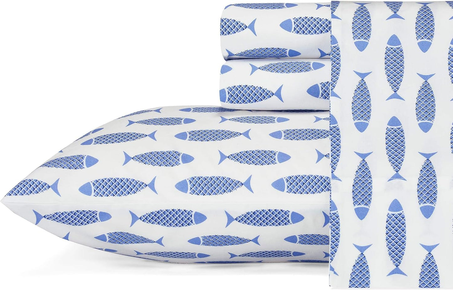 Nautica Queen Sheets Set - Crisp Cotton Percale Bedding