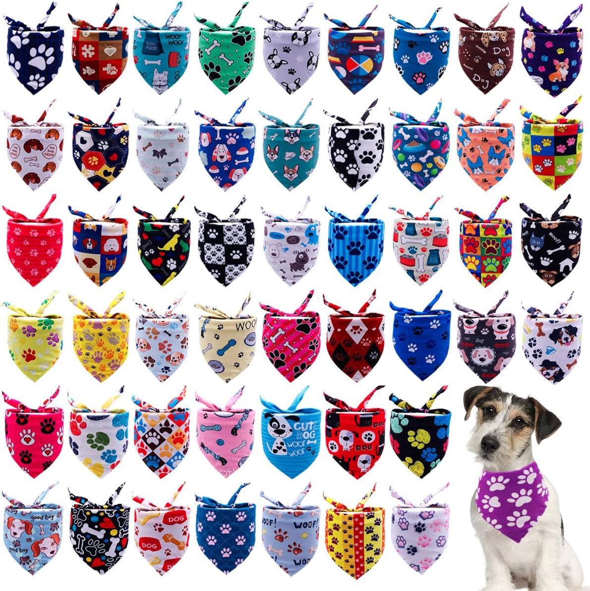 100PCS Small Dogs Bandanas for Summer Fun and Style