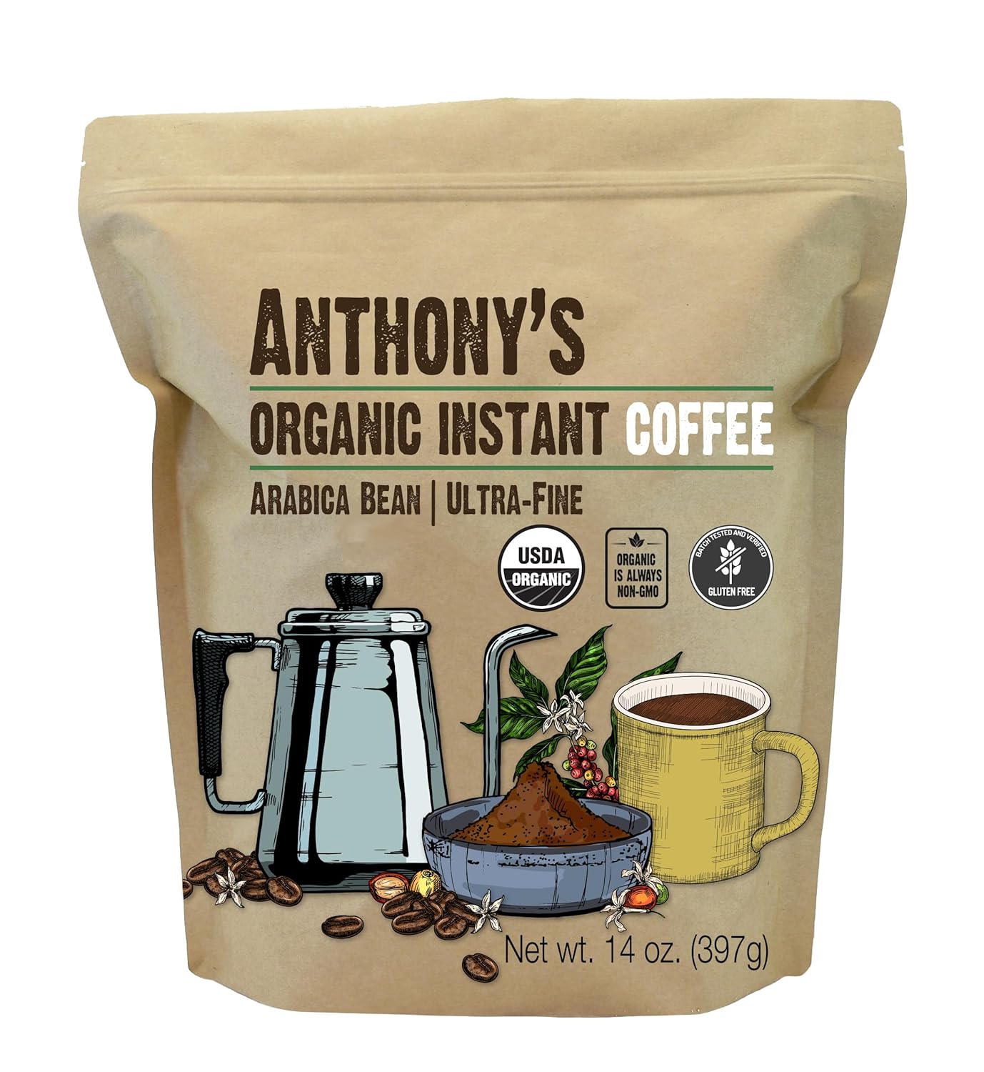 Anthony's Organic Instant Coffee, Ultra Fine Microground
