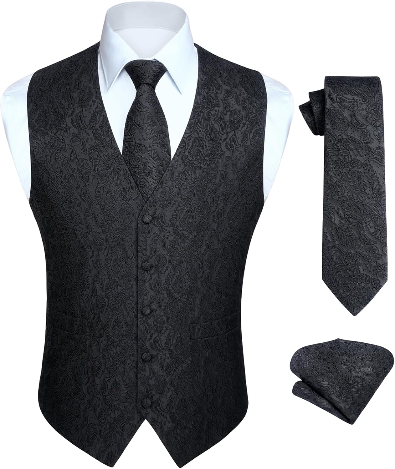 HISDERN V3-01 Men's 3PCS Formal Vest Set for Weddings and Events