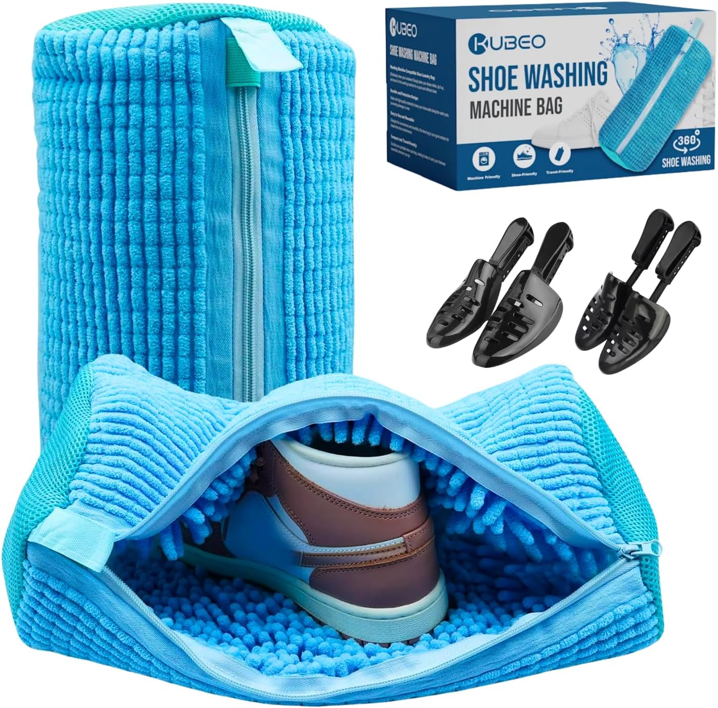 KUBEO Shoe Washing Bag: 360 Cleaning, Adjustable Trees