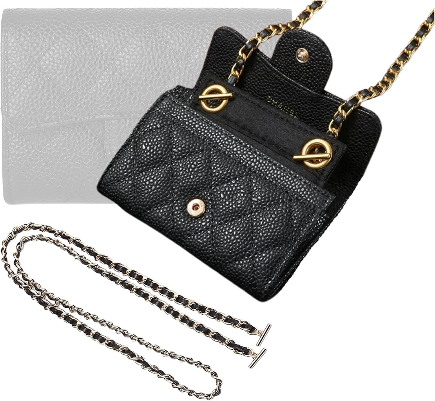 Card Holder Conversion Kit for Small Flap Wallet Insert & Chain