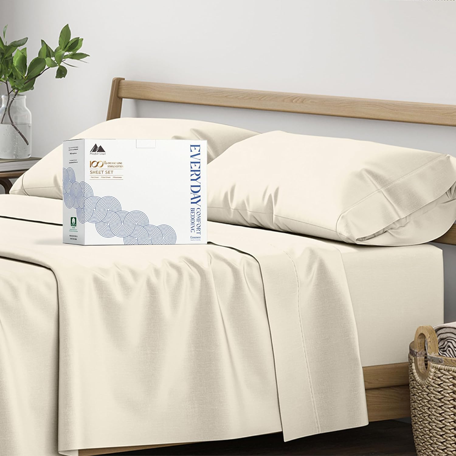 100% Organic Cotton King Size Sheets Set for Ultimate Comfort