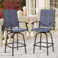 PHI VILLA Outdoor Swivel Bar Stools Set of 2 for Comfort