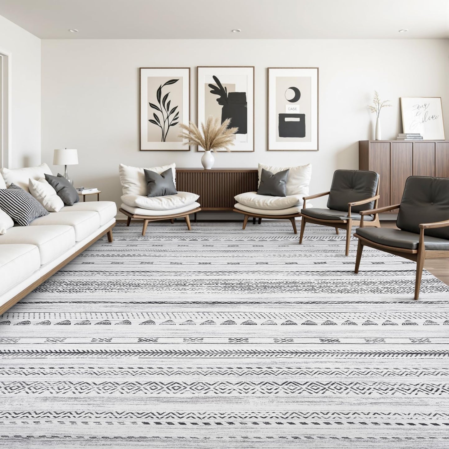 10x14 Area Rugs for Living Room - Soft Boho Distressed Carpet