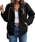 Angashion Women's Quilted Corduroy Bomber Jacket for Winter Wear