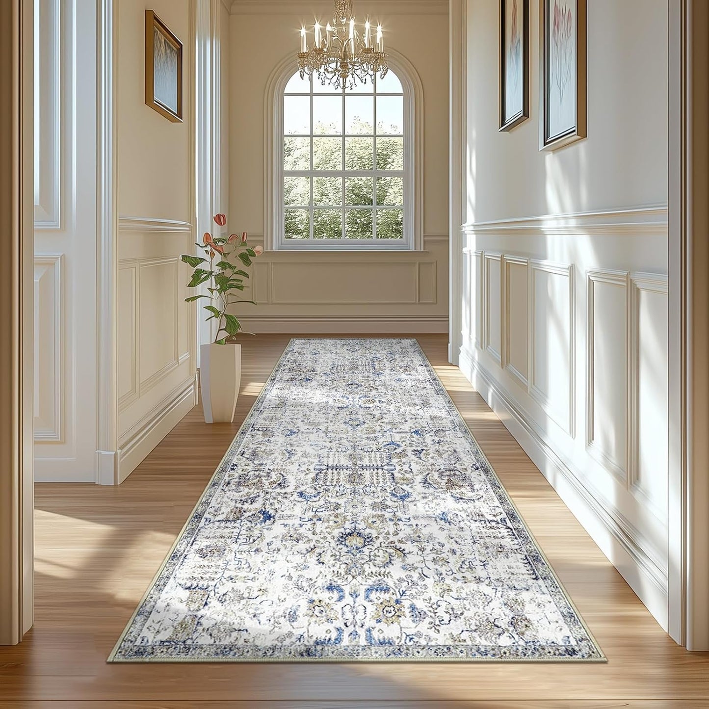 Vintage Floral Runner Rug 3x10 for Indoor Spaces by jinchan