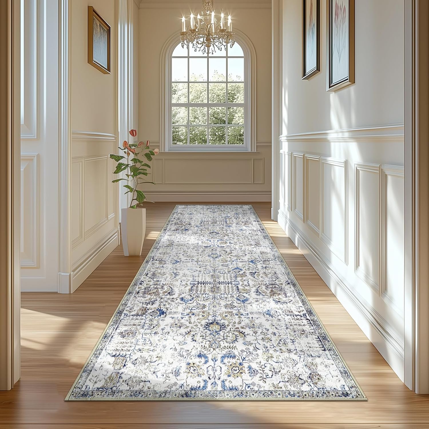 Vintage Floral Runner Rug 3x10 for Indoor Spaces by jinchan