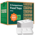 100% Compostable Paper Plates 5-Compartment Tray - Heavy Duty