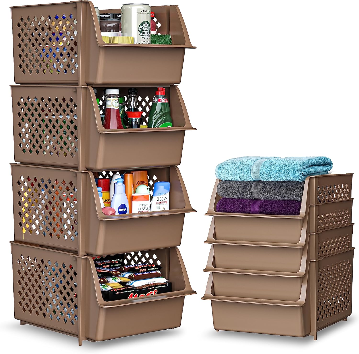 TidyFriend Stackable Storage Bins for Pantry - Organize Essentials