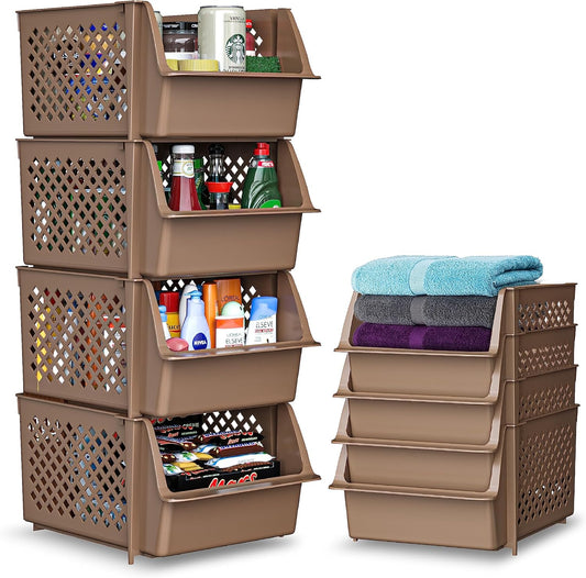 TidyFriend Stackable Storage Bins for Pantry - Organize Essentials