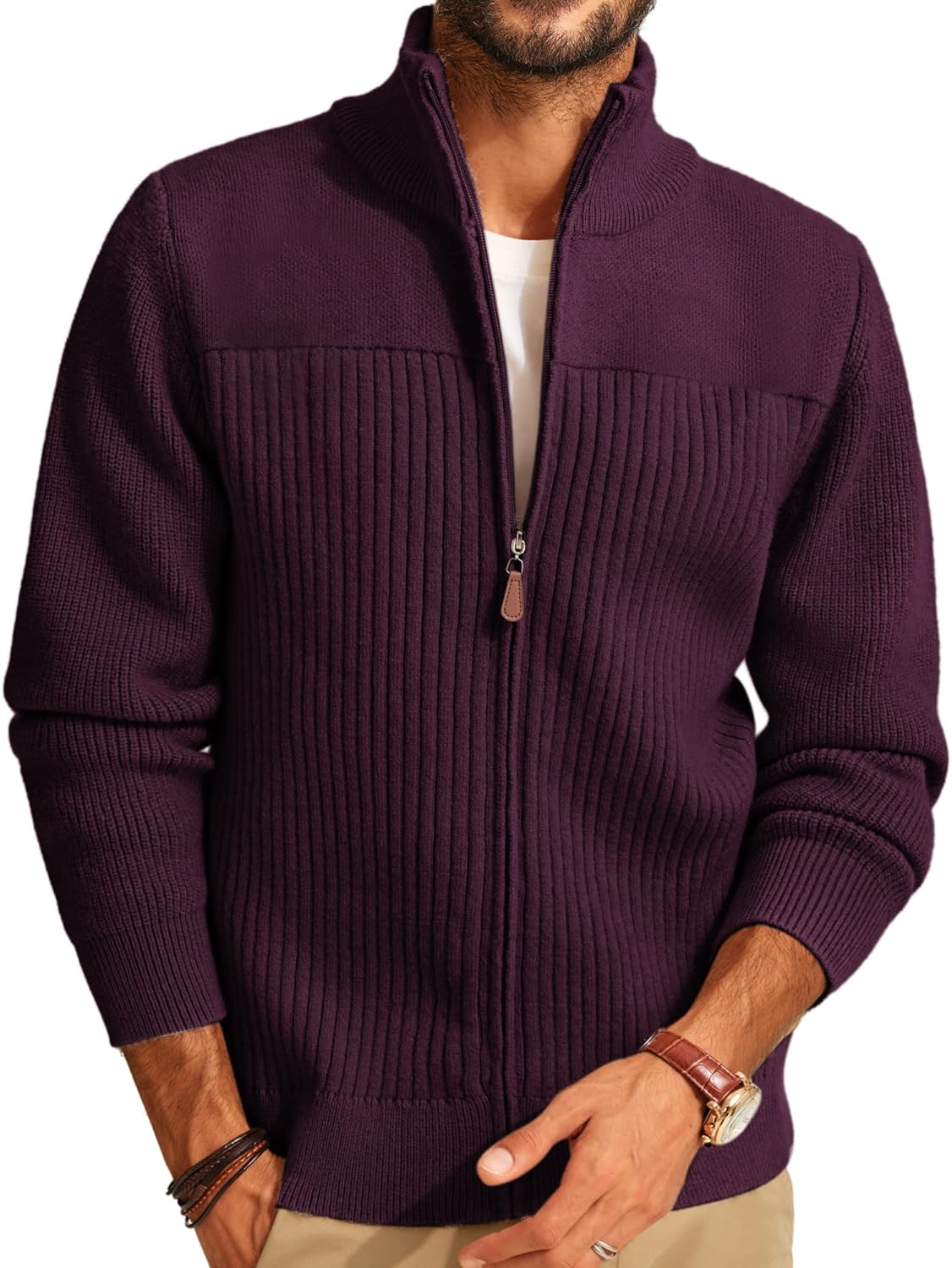 Men's Full Zipper Cardigan Sweater for Stylish Comfort