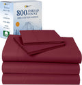 Split King Sheets Set 800 TC Sateen Cotton - Luxury Red Wine