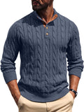 Men's Cable Knit Pullover Sweater Stand Collar Henley - Warm Classic